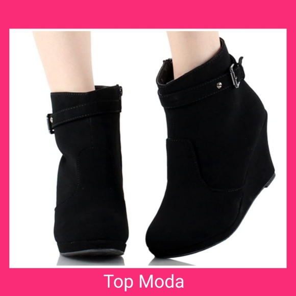 Top Moda Stud Bucked Strap Nubuck Booties - Picture 7 of 15